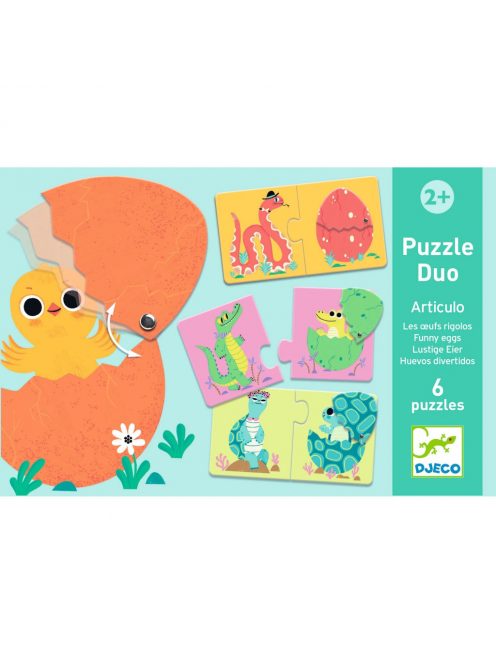 Djeco Párosító puzzle - Kié a tojás, 12 db-os - Funny eggs